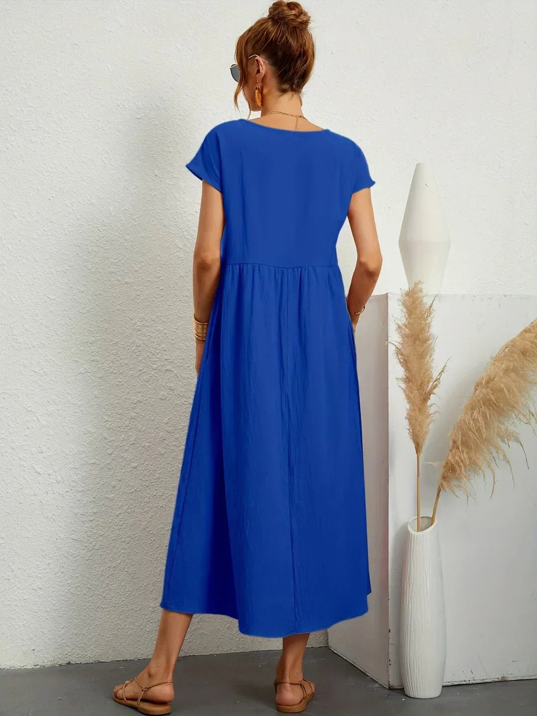 Gabriela™ Vestido Midi Fluido Cubre Abdomen