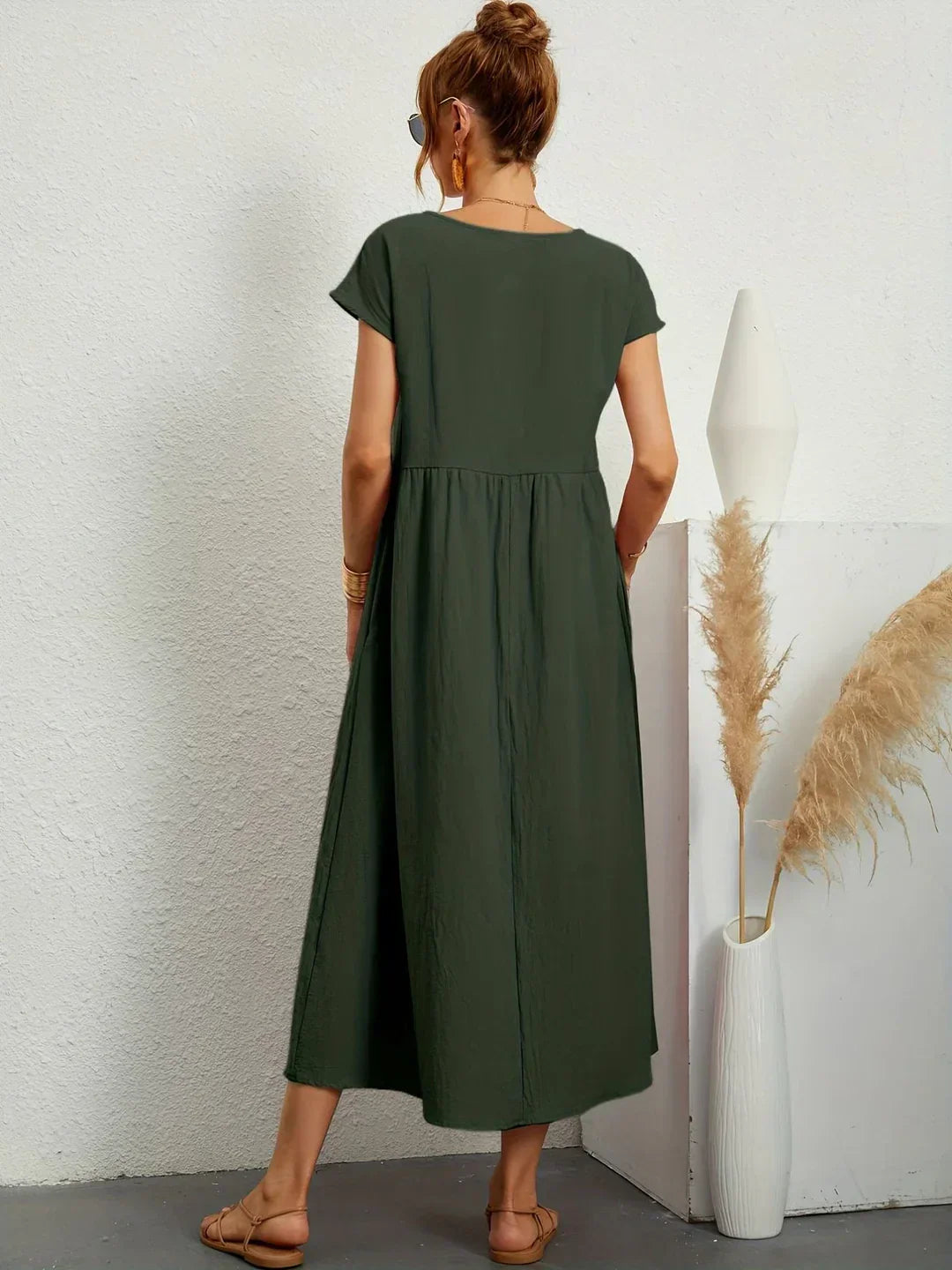 Gabriela™ Vestido Midi Fluido Cubre Abdomen