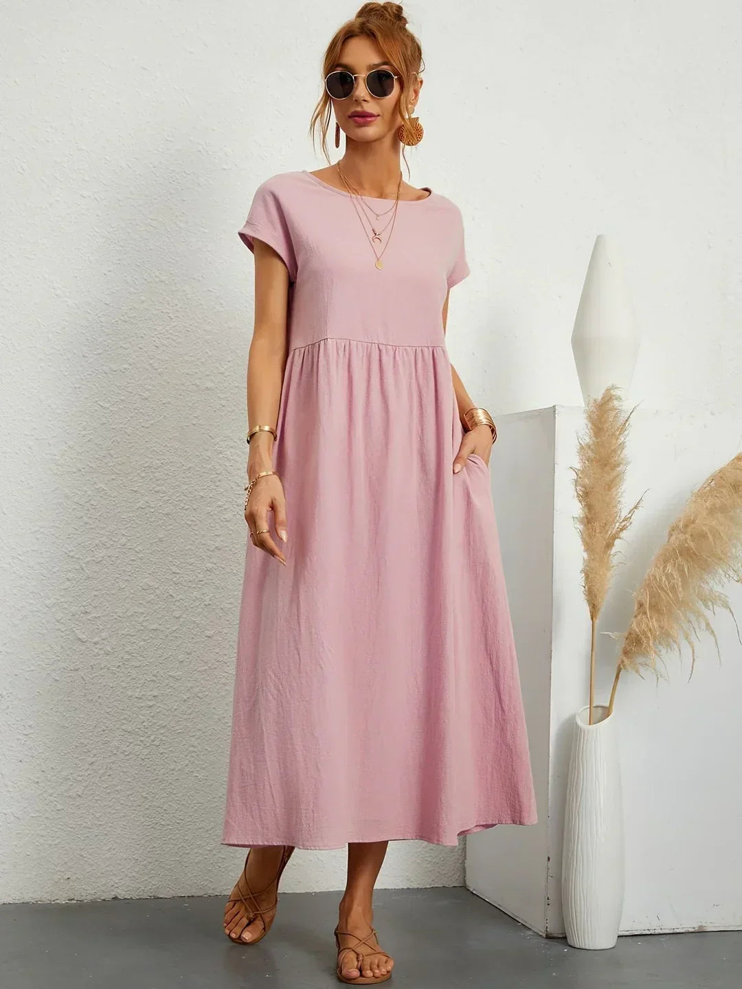 Gabriela™ Vestido Midi Fluido Cubre Abdomen