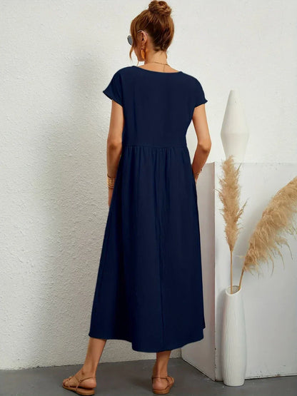 Gabriela™ Vestido Midi Fluido Cubre Abdomen