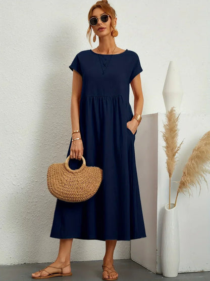 Gabriela™ Vestido Midi Fluido Cubre Abdomen