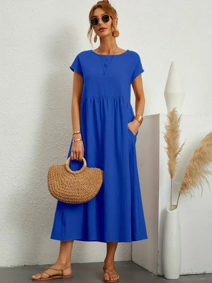 Gabriela™ Vestido Midi Fluido Cubre Abdomen