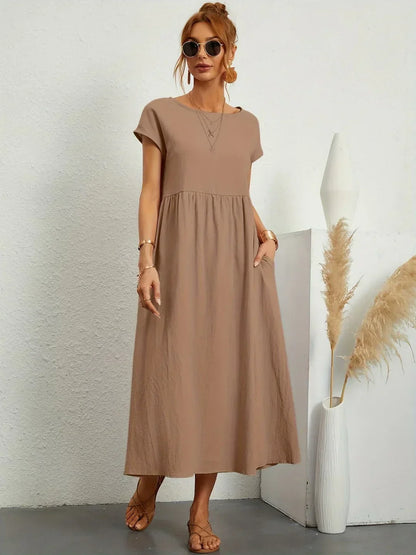 Gabriela™ Vestido Midi Fluido Cubre Abdomen