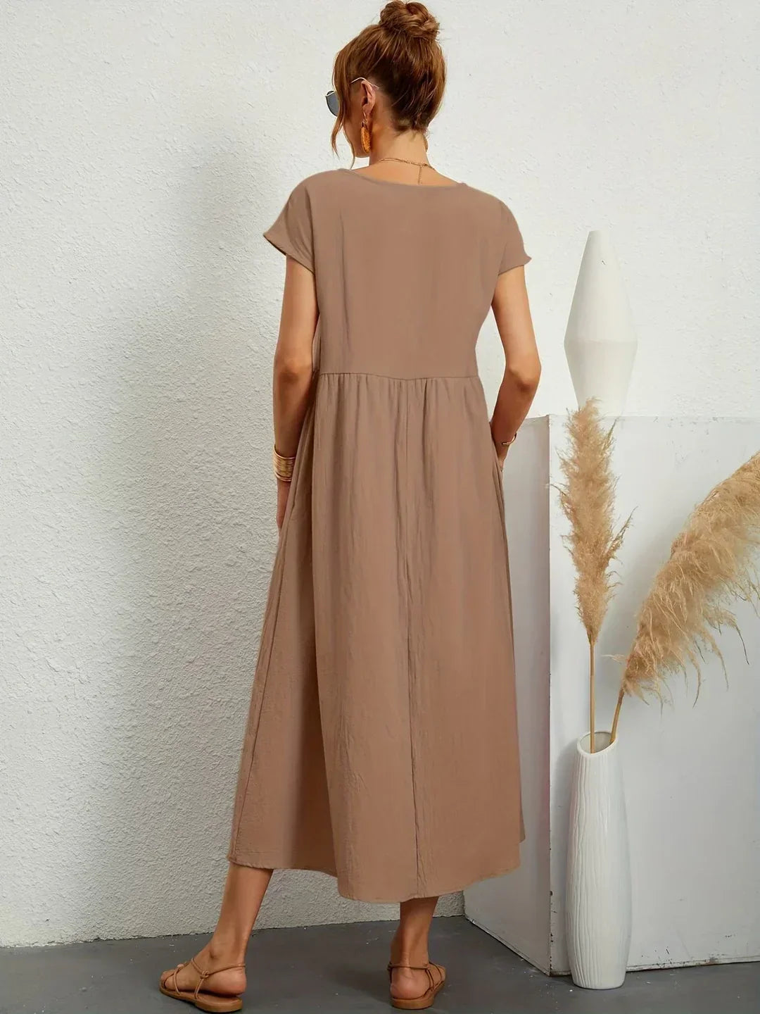 Gabriela™ Vestido Midi Fluido Cubre Abdomen