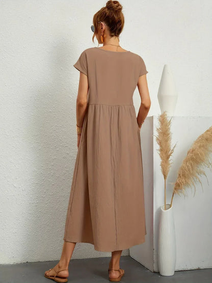 Gabriela™ Vestido Midi Fluido Cubre Abdomen