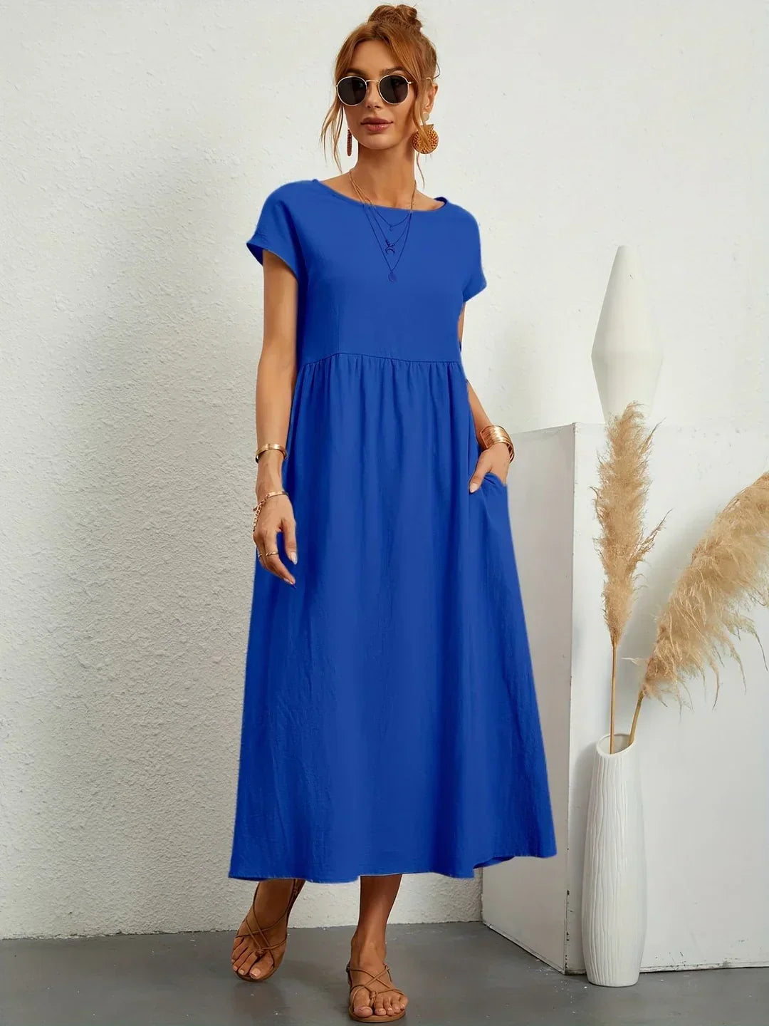 Gabriela™ Vestido Midi Fluido Cubre Abdomen