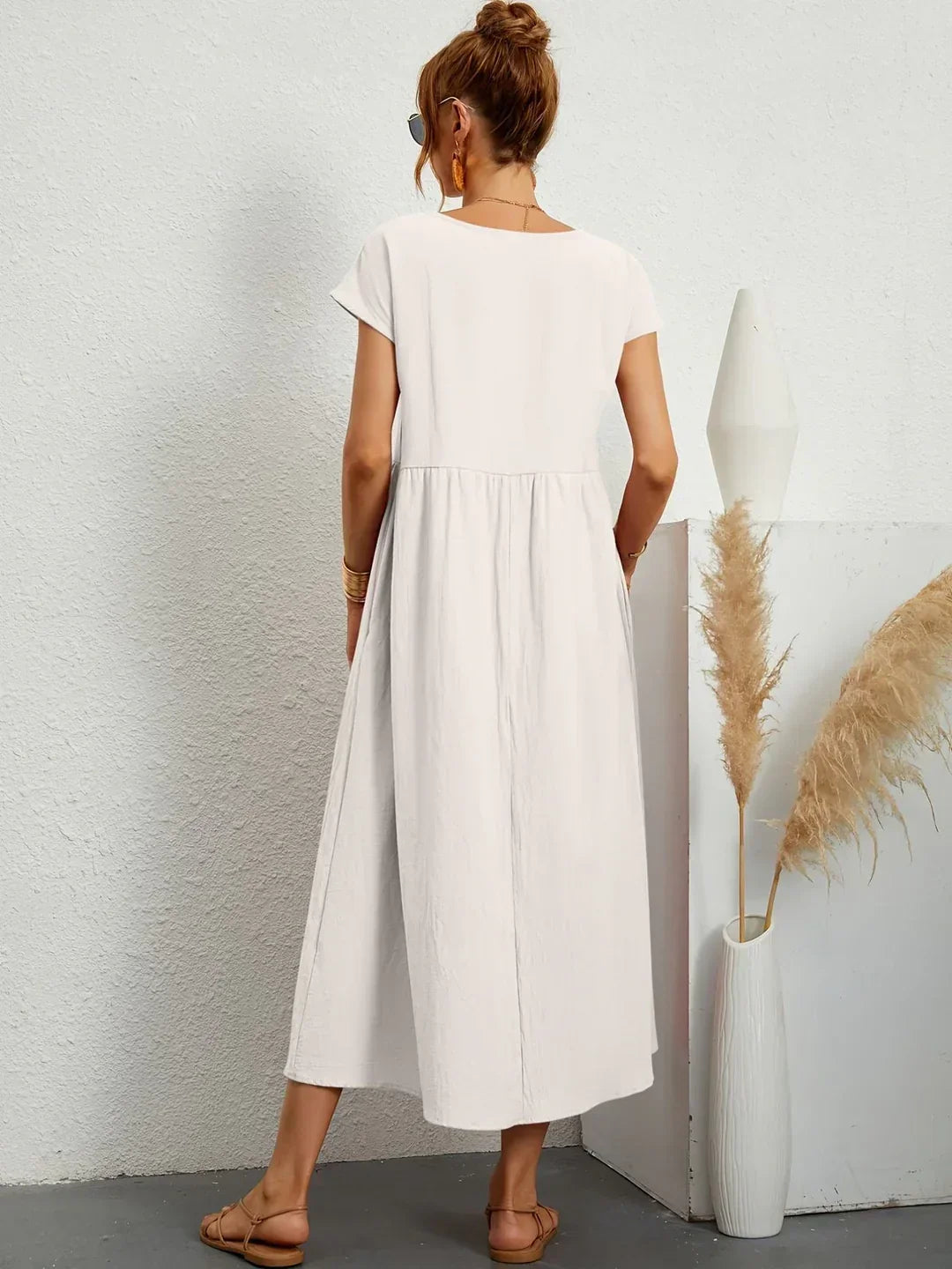 Gabriela™ Vestido Midi Fluido Cubre Abdomen