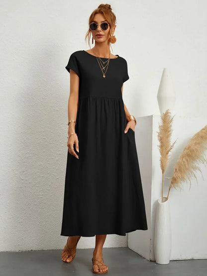 Gabriela™ Vestido Midi Fluido Cubre Abdomen