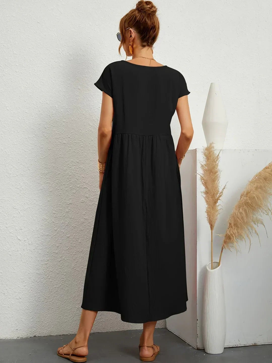 Gabriela™ Vestido Midi Fluido Cubre Abdomen