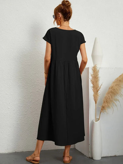 Gabriela™ Vestido Midi Fluido Cubre Abdomen